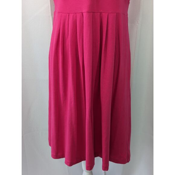 LANDS' END! FRESH, BRIGHT FUSCHIA PINK STRETCH KNIT, CRISS-CROSS SUN DRESS! SZ M - Picture 4 of 8